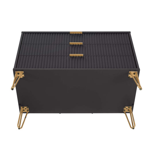 Dumbo Modern 35" Fluted Dresser in Black (3-Drawer) DR001-BK
