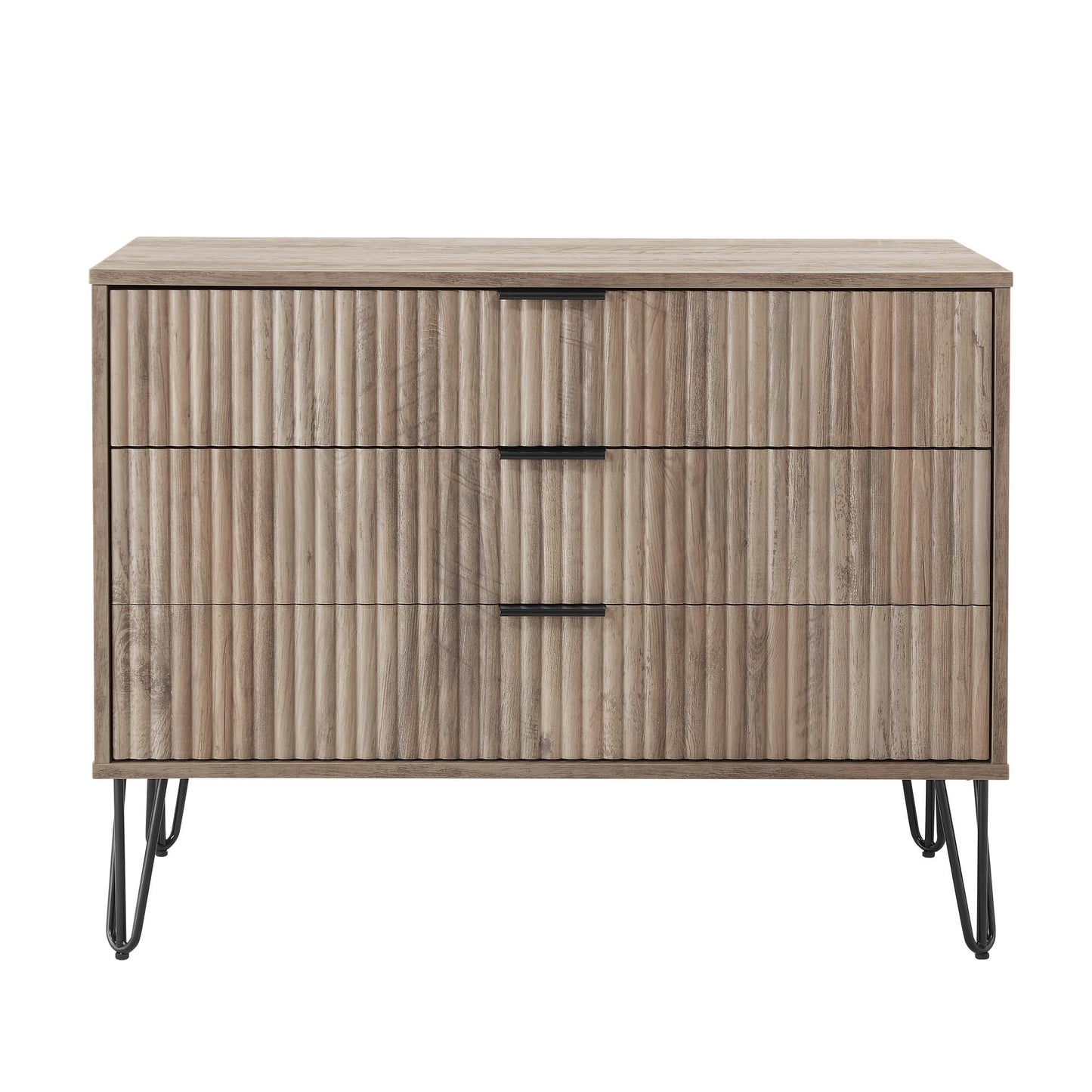 Dumbo Modern 35" Fluted Dresser in Rustic Gray (3-Drawer) DR001-GY