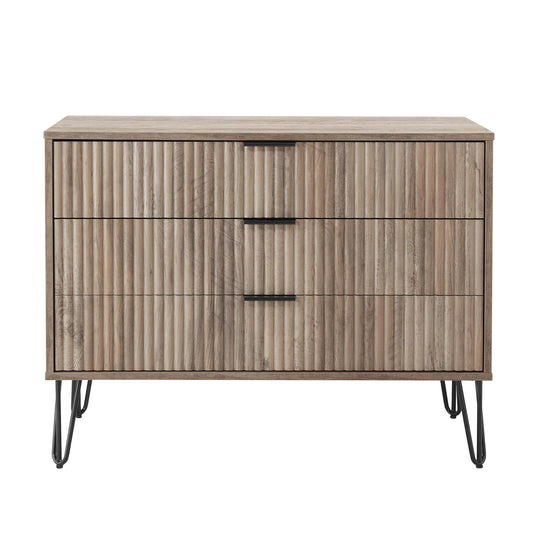 Dumbo Modern 35" Fluted Dresser in Rustic Gray (3-Drawer) DR001-GY
