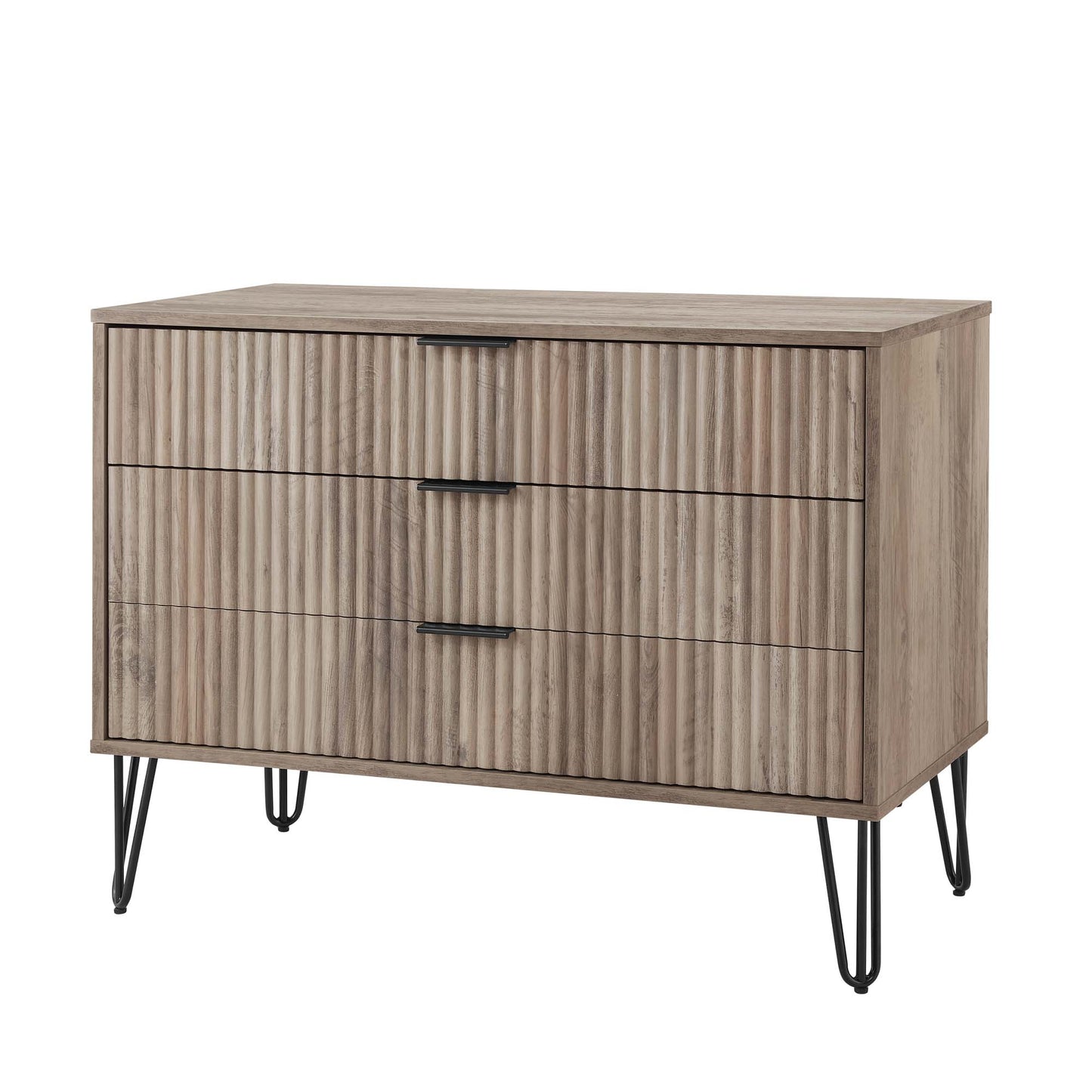Dumbo Modern 35" Fluted Dresser in Rustic Gray (3-Drawer) DR001-GY