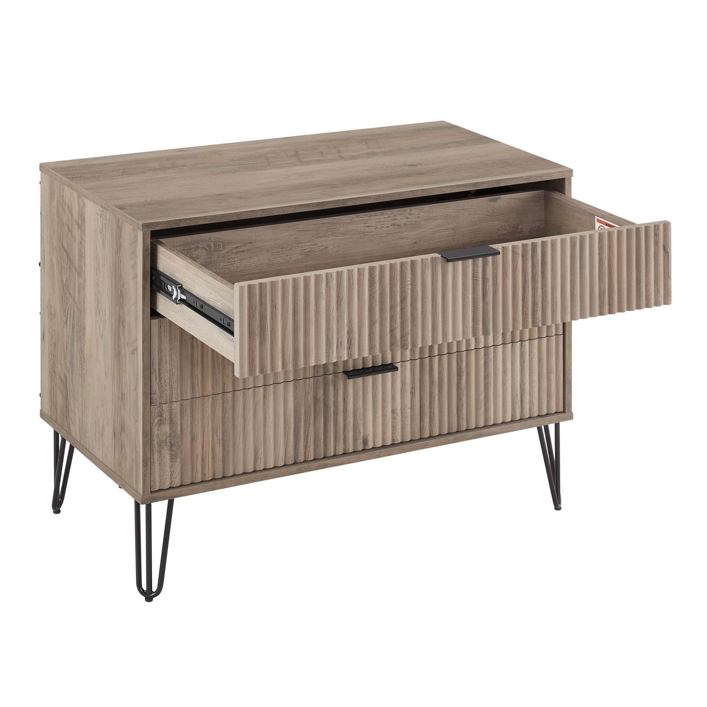 Dumbo Modern 35" Fluted Dresser in Rustic Gray (3-Drawer) DR001-GY
