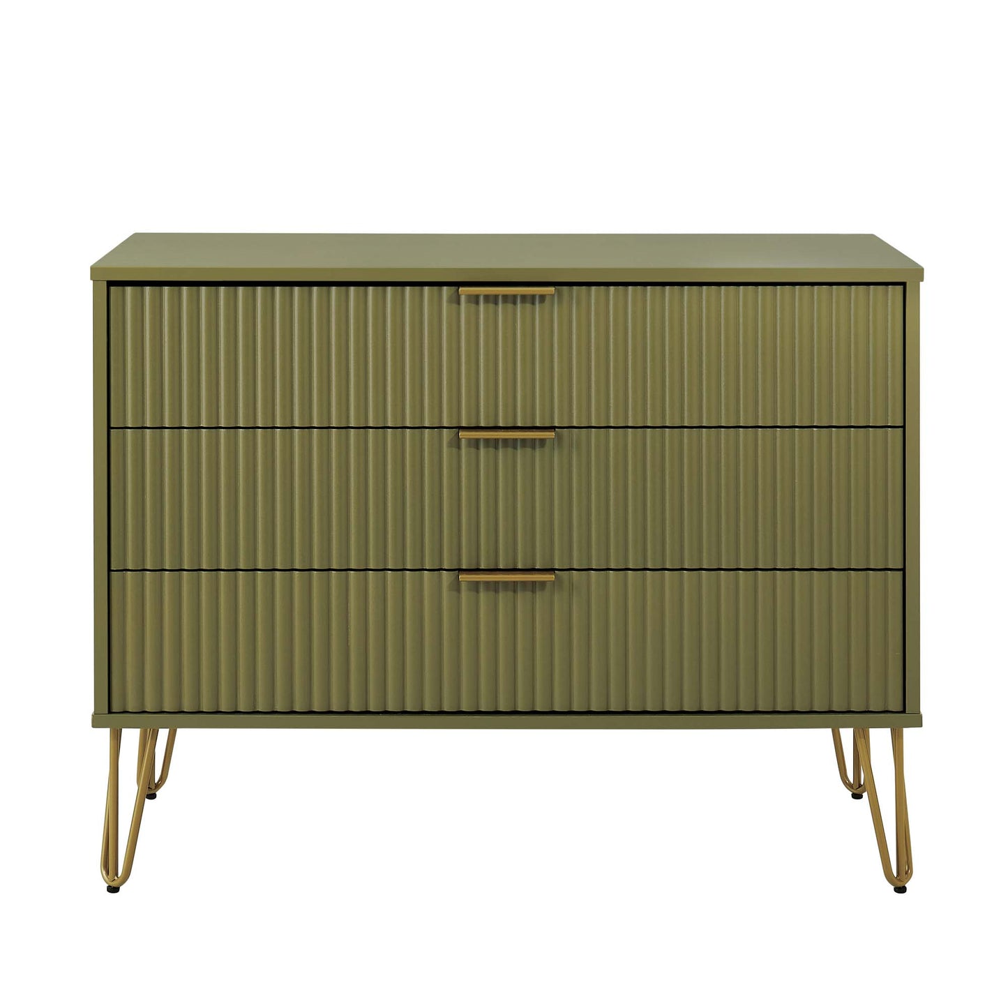 Dumbo Modern 35" Fluted Dresser in Olive Green (3-Drawer) DR001-OG
