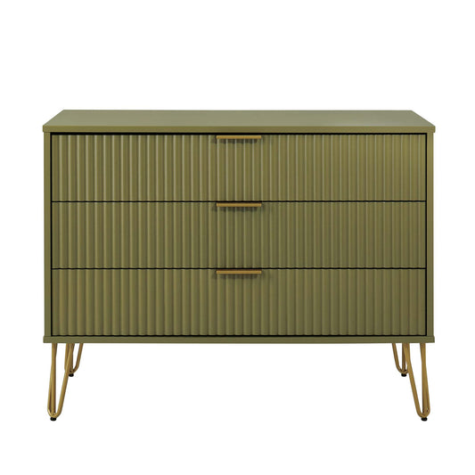 Dumbo Modern 35" Fluted Dresser in Olive Green (3-Drawer) DR001-OG