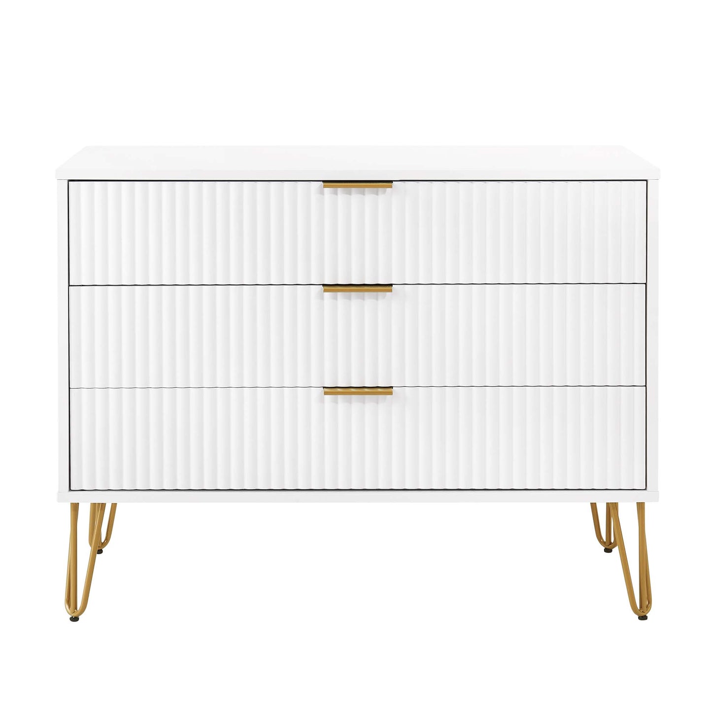 Dumbo Modern 35" Fluted Dresser in White (3-Drawer) DR001-WH