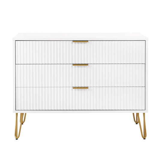 Dumbo Modern 35" Fluted Dresser in White (3-Drawer) DR001-WH
