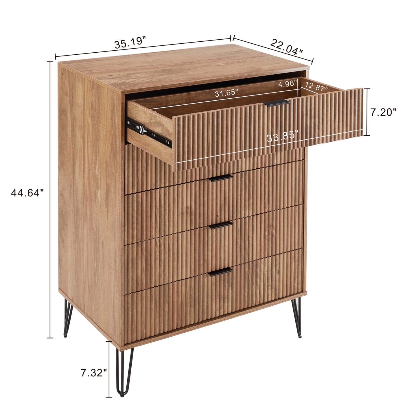 Manhattan Comfort DUMBO Modern 5-Drawer Tall Dresser in Golden Brown DR002-GB