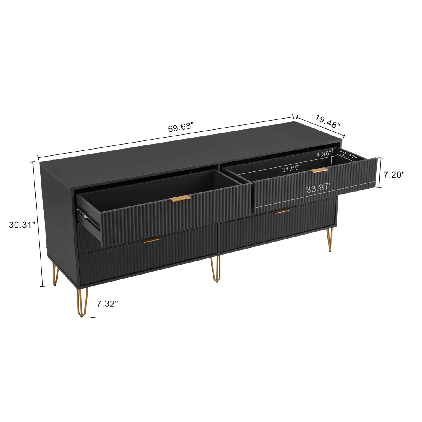 Manhattan Comfort DUMBO Modern 6-Drawer Double Low Dresser