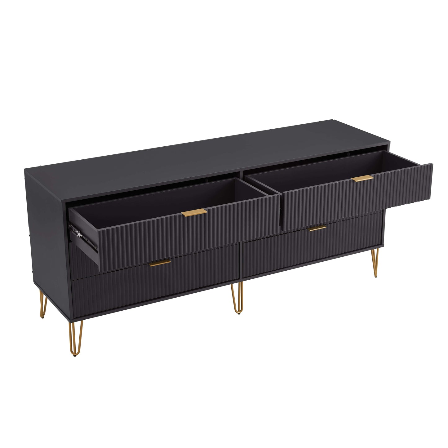 Manhattan Comfort DUMBO Modern 6-Drawer Double Low Dresser in Black DR003-BK