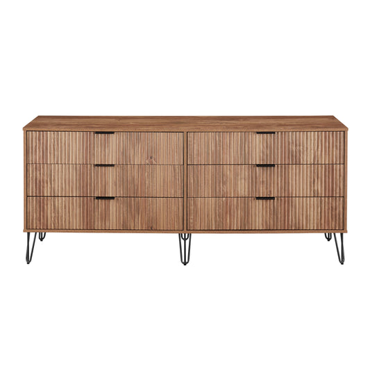 Manhattan Comfort DUMBO Modern 6-Drawer Double Low Dresser in Golden Brown DR003-GB