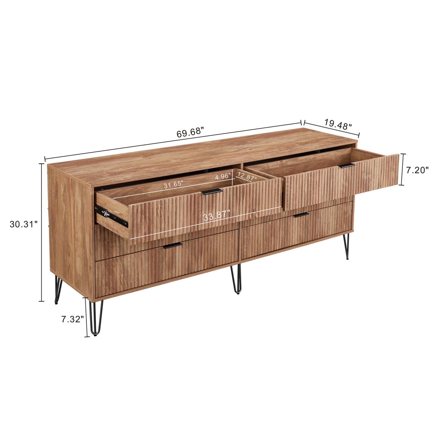 Manhattan Comfort DUMBO Modern 6-Drawer Double Low Dresser