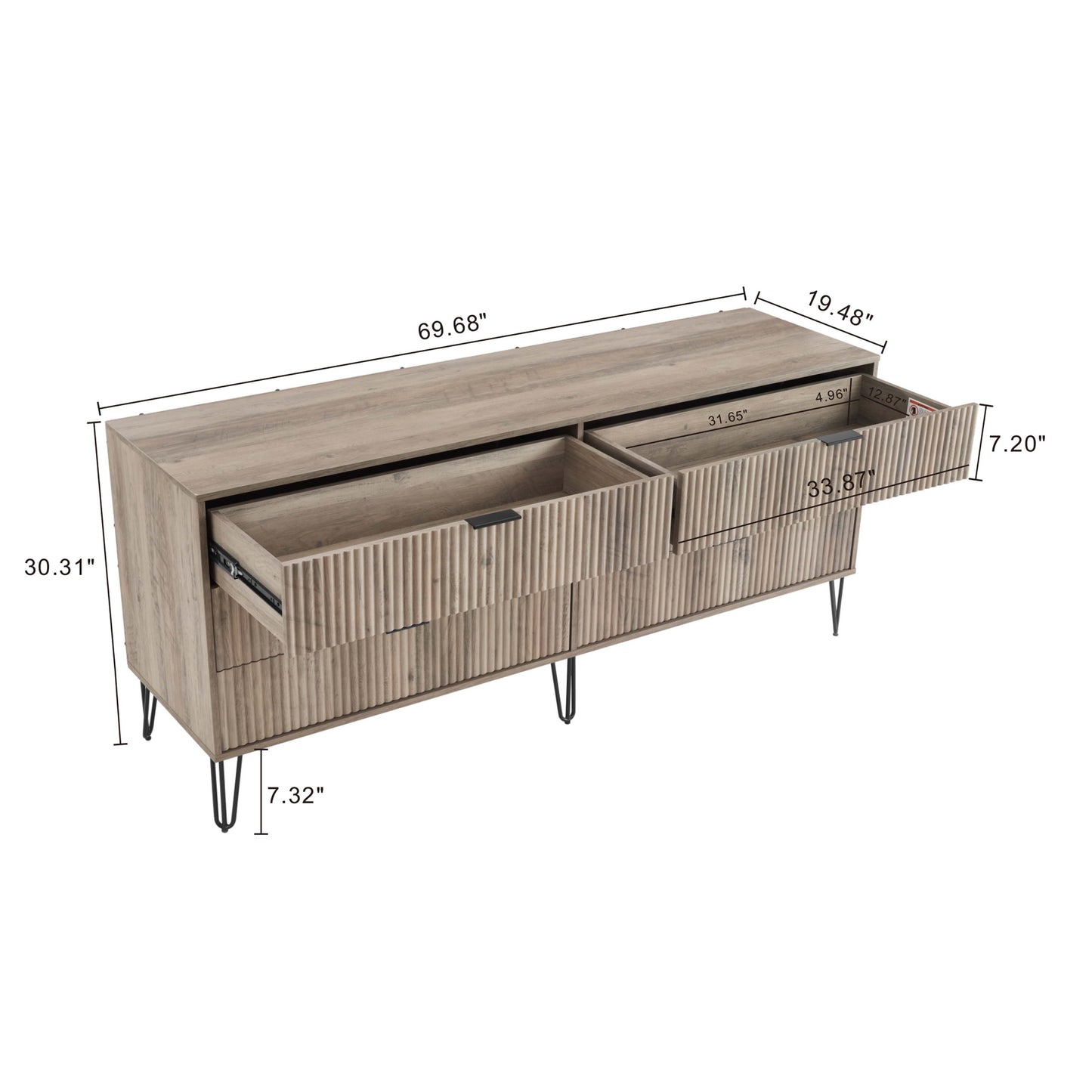Manhattan Comfort DUMBO Modern 6-Drawer Double Low Dresser