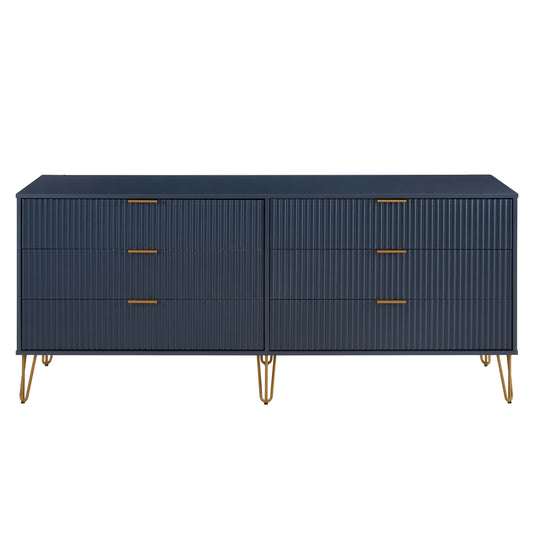 Manhattan Comfort DUMBO Modern 6-Drawer Double Low Dresser in Midnight Blue DR003-MB