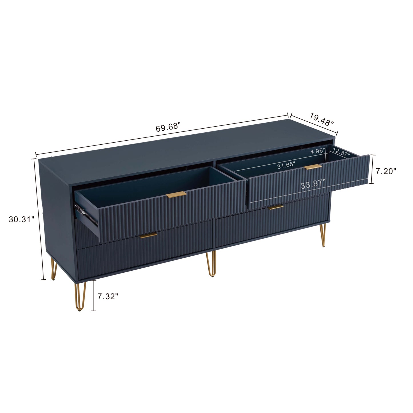 Manhattan Comfort DUMBO Modern 6-Drawer Double Low Dresser