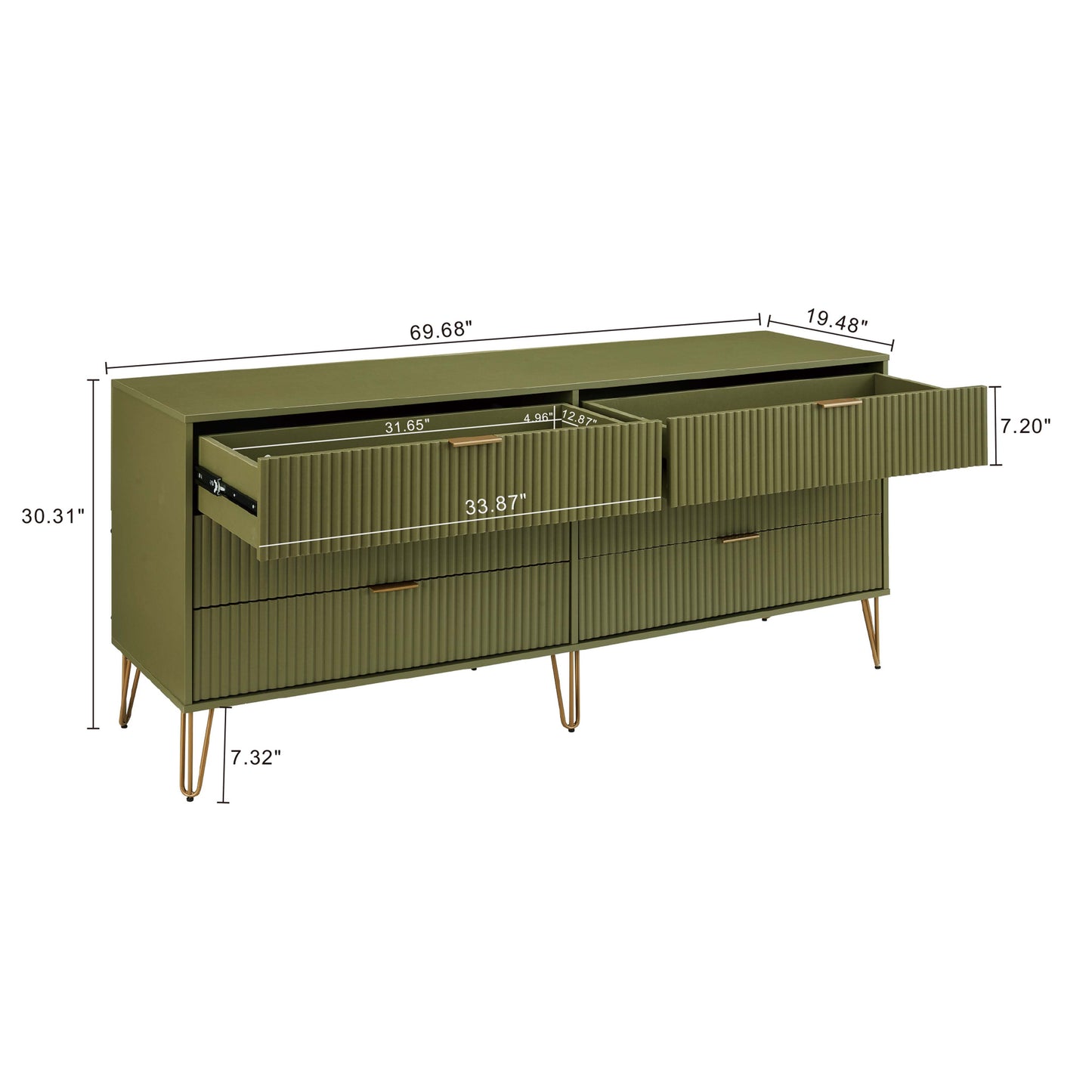 Manhattan Comfort DUMBO Modern 6-Drawer Double Low Dresser