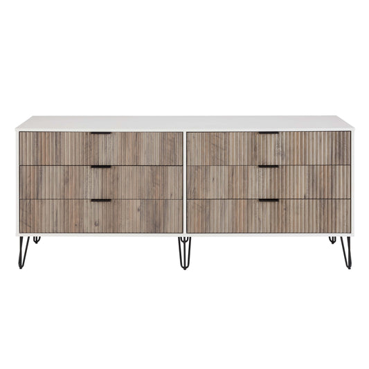 Manhattan Comfort DUMBO Modern 6-Drawer Double Low Dresser in White and Grey DR003-WG