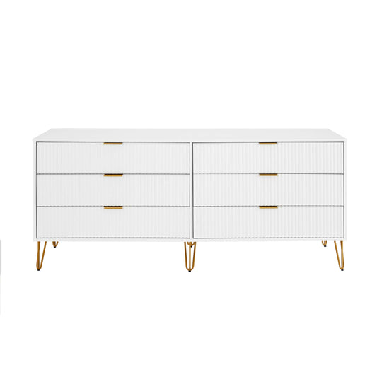 Manhattan Comfort DUMBO Modern 6-Drawer Double Low Dresser in White DR003-WH