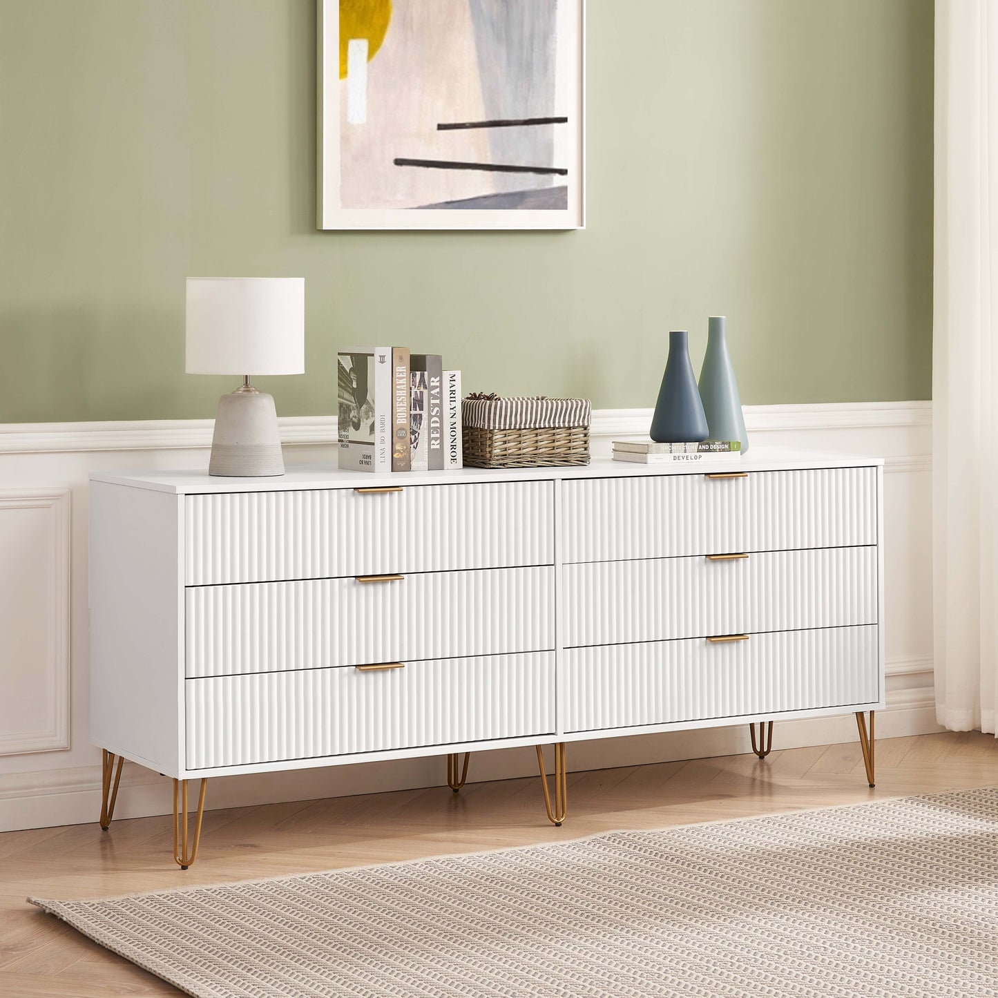 Manhattan Comfort DUMBO Modern 6-Drawer Double Low Dresser