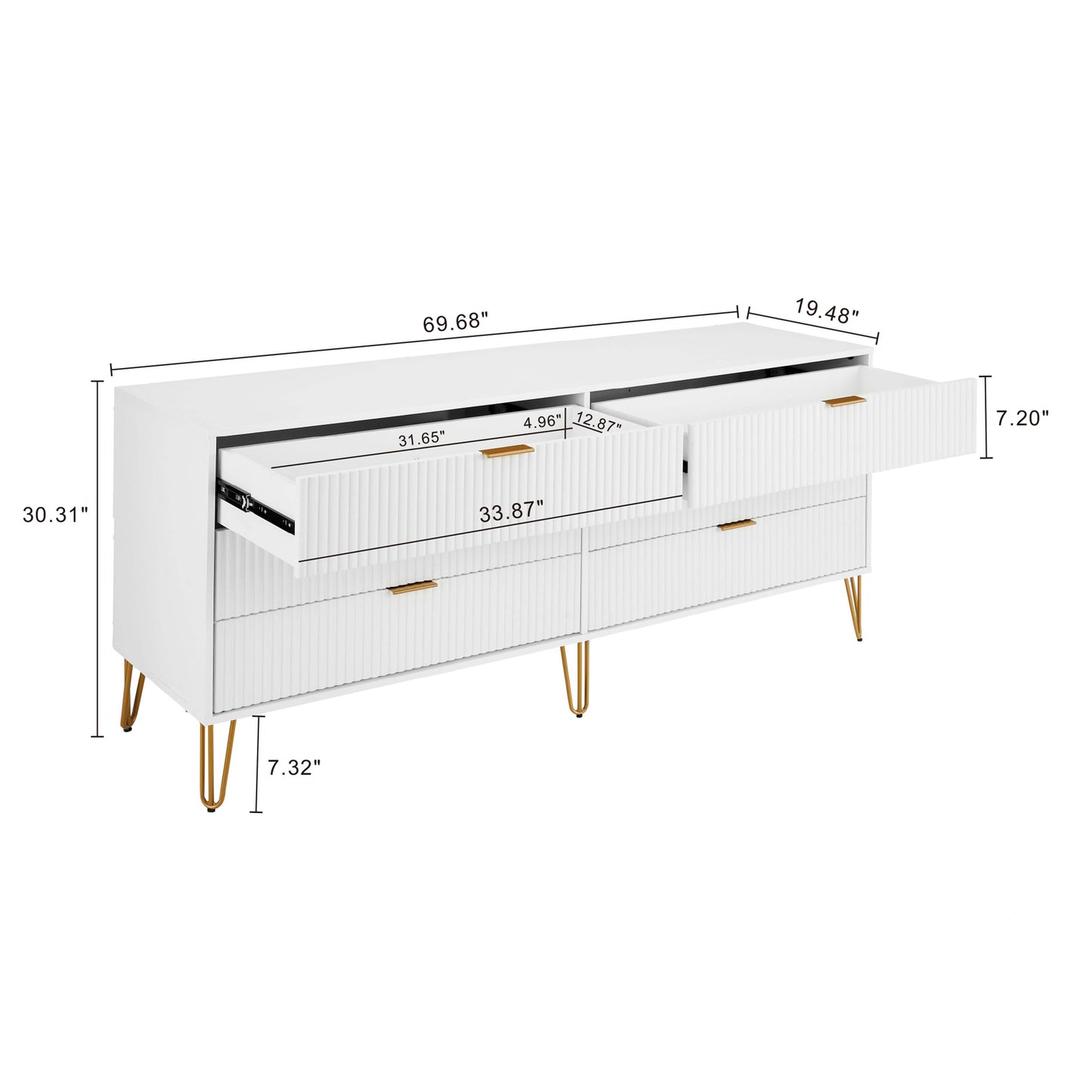 Manhattan Comfort DUMBO Modern 6-Drawer Double Low Dresser