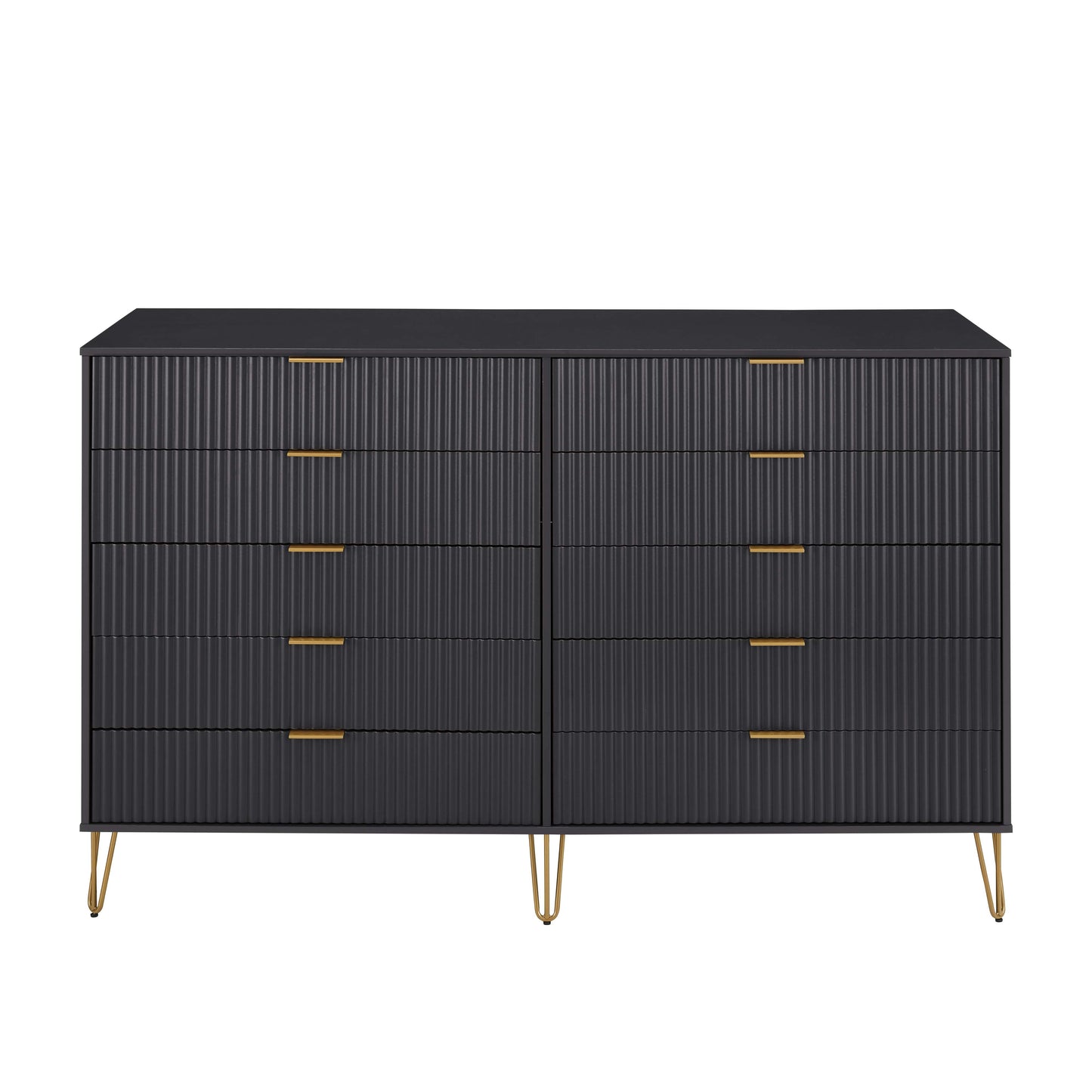 Manhattan Comfort DUMBO Modern 10-Drawer Double Tall Dresser in Black DR004-BK