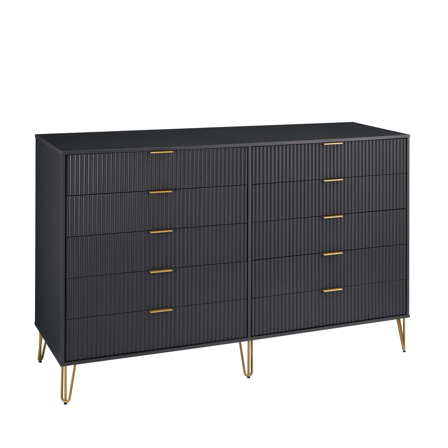 Manhattan Comfort DUMBO Modern 10-Drawer Double Tall Dresser in Black DR004-BK