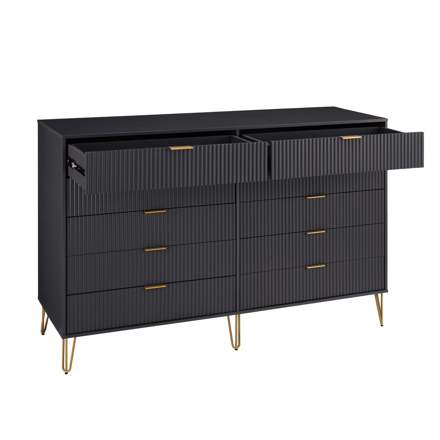 Manhattan Comfort DUMBO Modern 10-Drawer Double Tall Dresser in Black DR004-BK