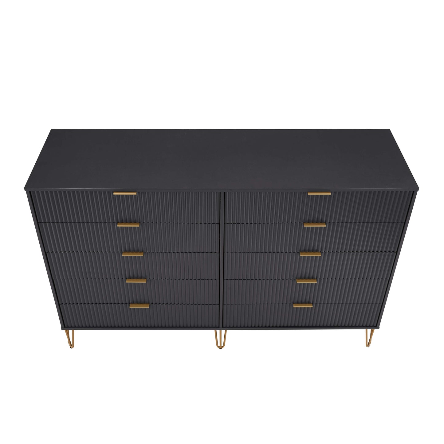 Manhattan Comfort DUMBO Modern 10-Drawer Double Tall Dresser in Black DR004-BK