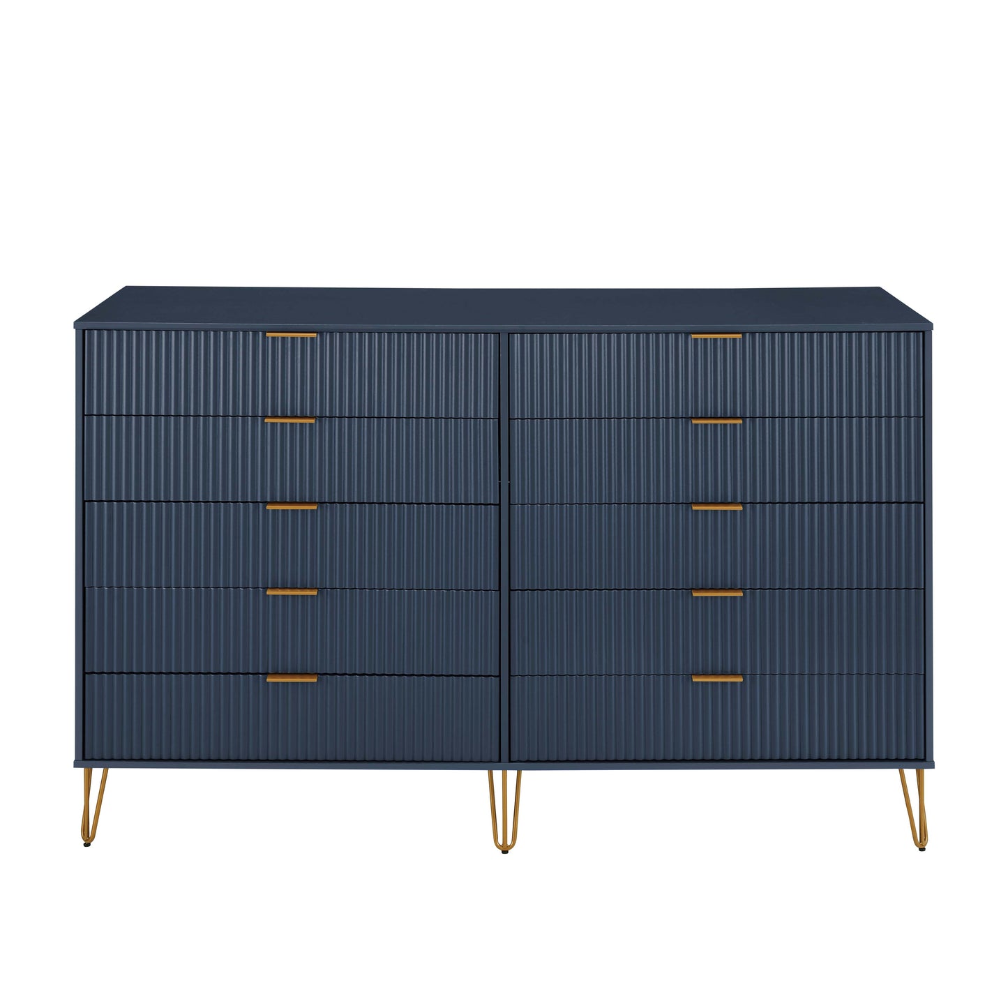 Manhattan Comfort DUMBO Modern 10-Drawer Double Tall Dresser in Midnight Blue DR004-MB