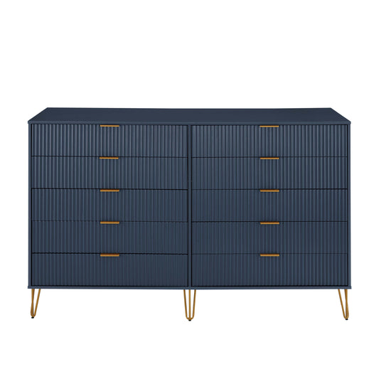 Manhattan Comfort DUMBO Modern 10-Drawer Double Tall Dresser in Midnight Blue DR004-MB