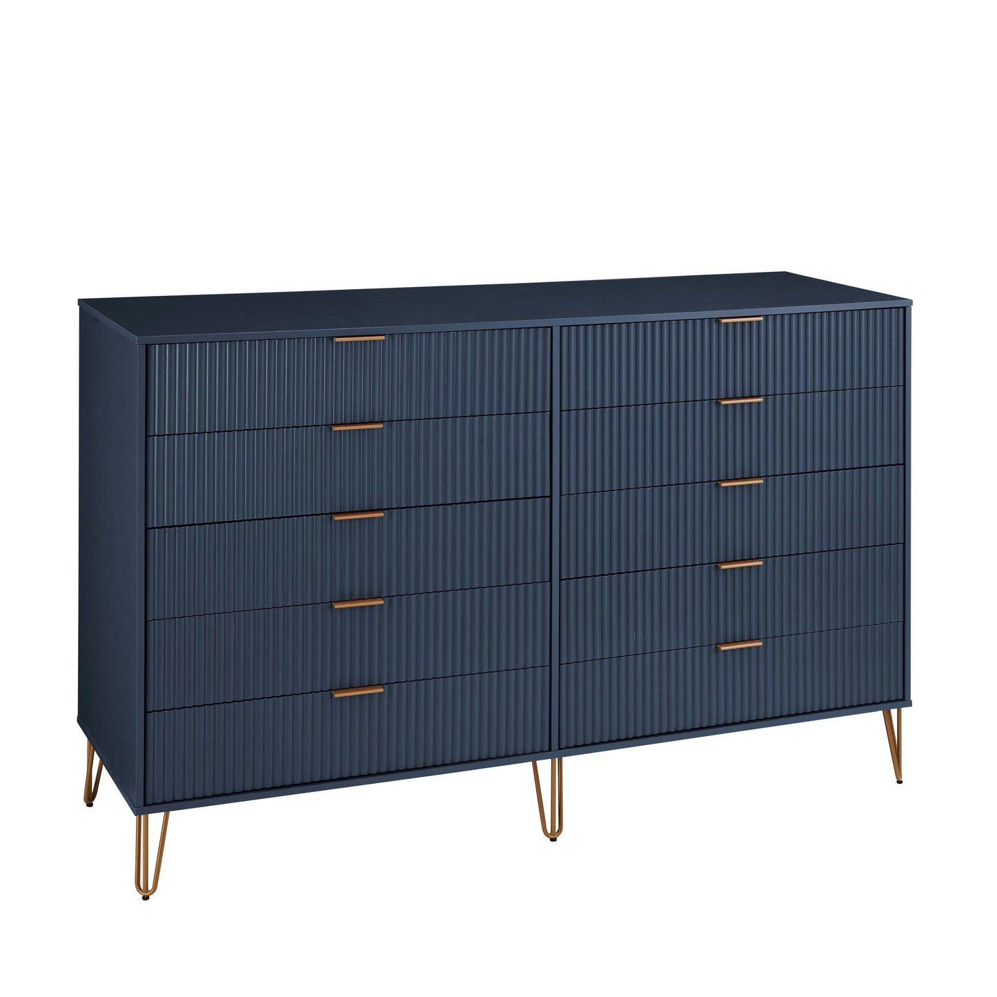Manhattan Comfort DUMBO Modern 10-Drawer Double Tall Dresser in Midnight Blue DR004-MB