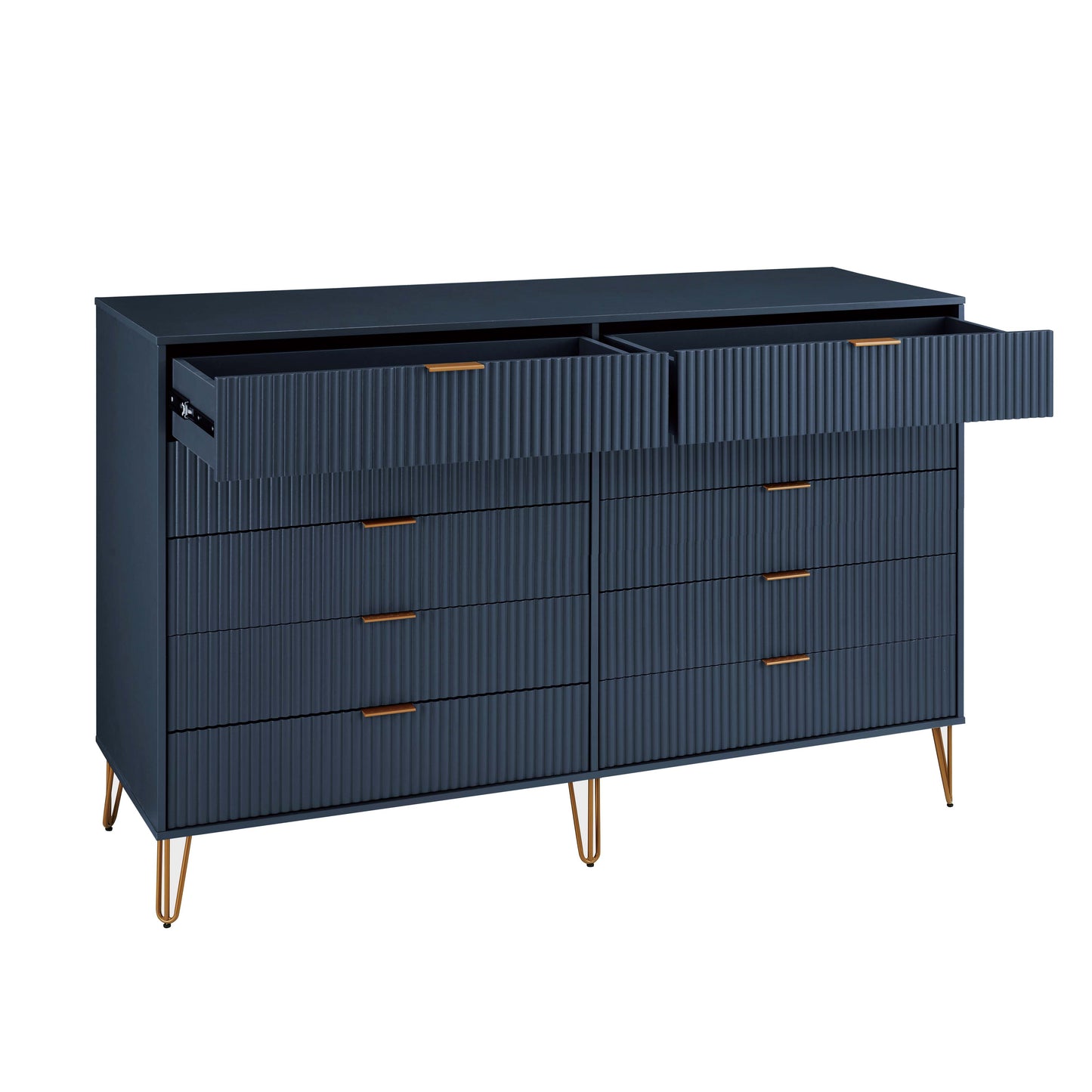 Manhattan Comfort DUMBO Modern 10-Drawer Double Tall Dresser in Midnight Blue DR004-MB