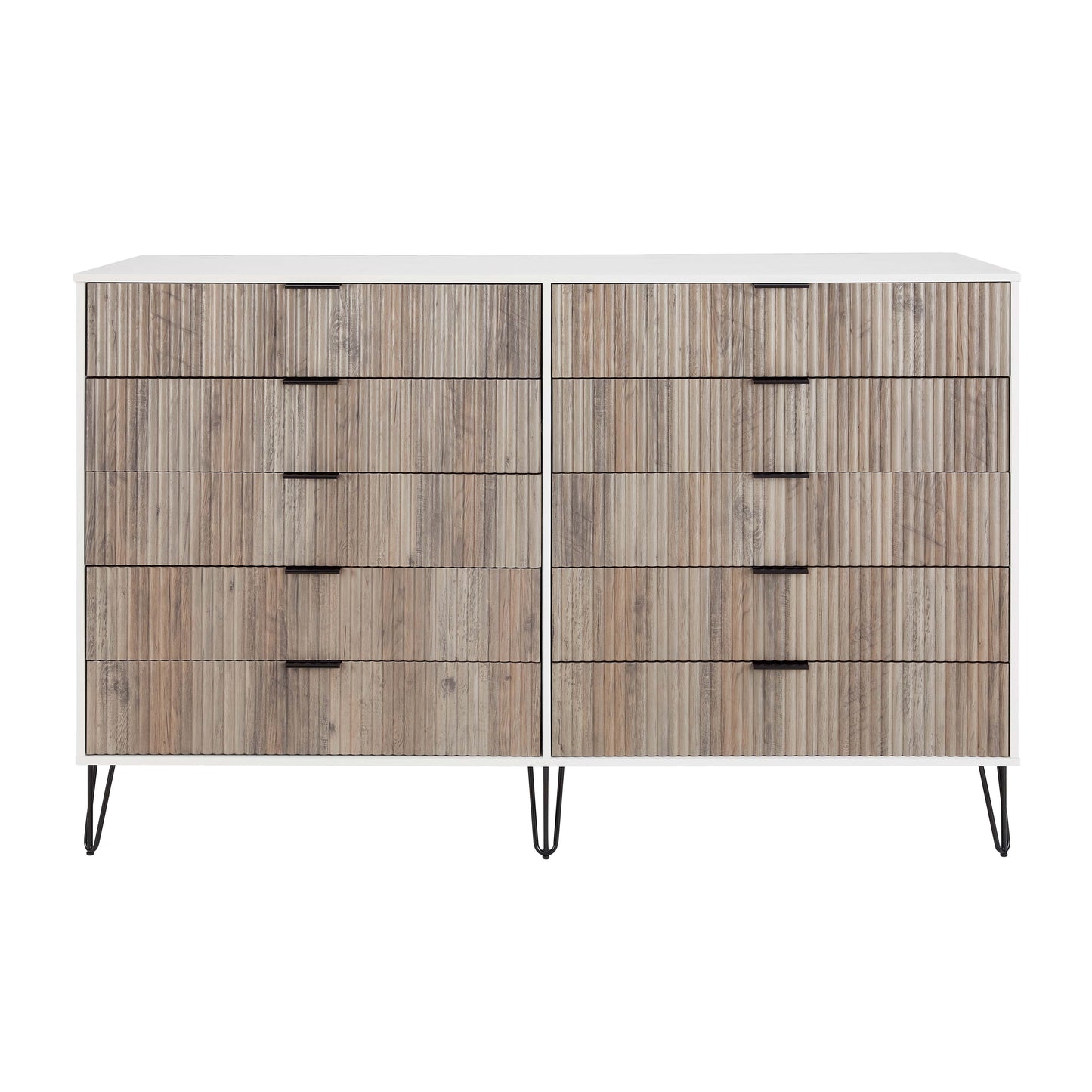 Manhattan Comfort DUMBO Modern 10-Drawer Double Tall Dresser in White and Grey DR004-WG