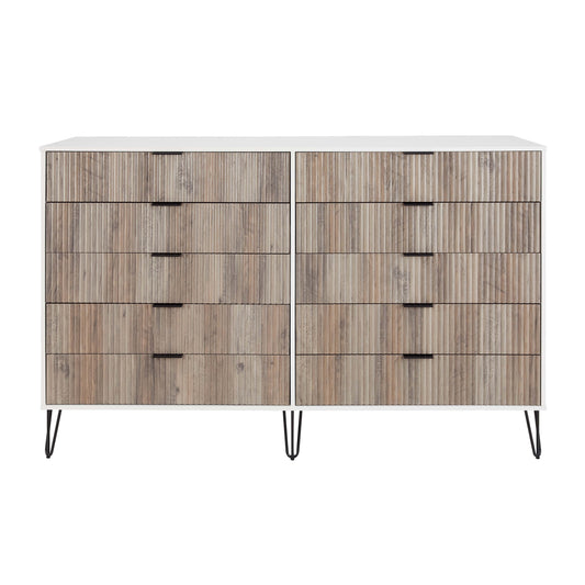 Manhattan Comfort DUMBO Modern 10-Drawer Double Tall Dresser in White and Grey DR004-WG