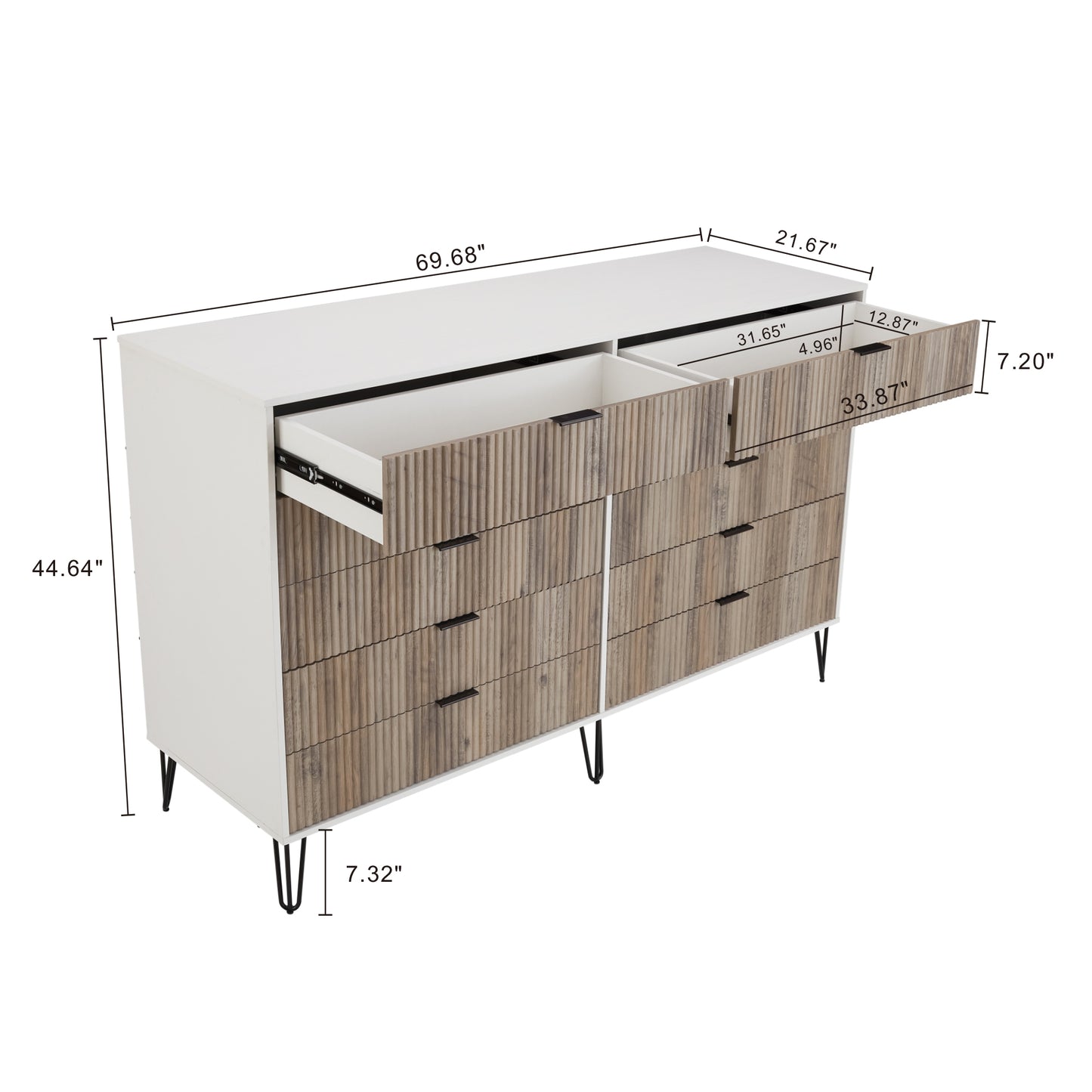 Manhattan Comfort DUMBO Modern 10-Drawer Double Tall Dresser in White and Grey DR004-WG