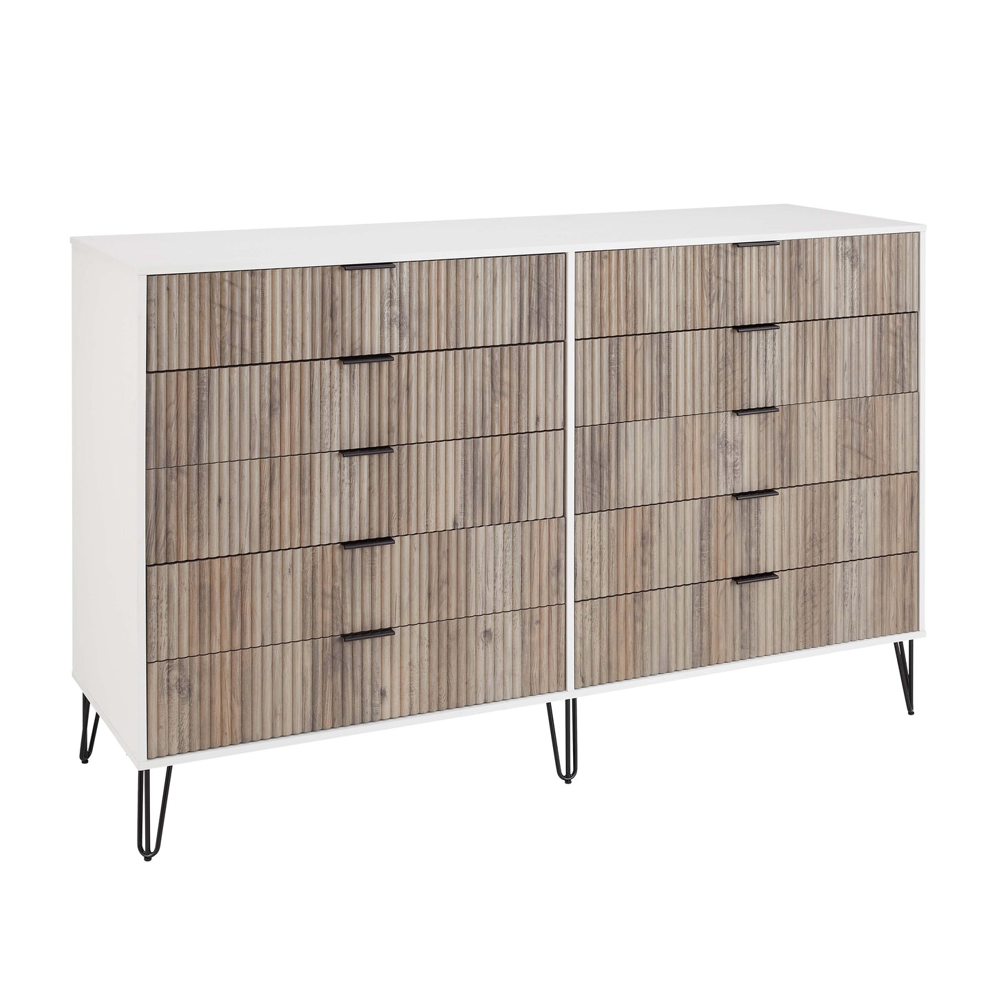 Manhattan Comfort DUMBO Modern 10-Drawer Double Tall Dresser in White and Grey DR004-WG