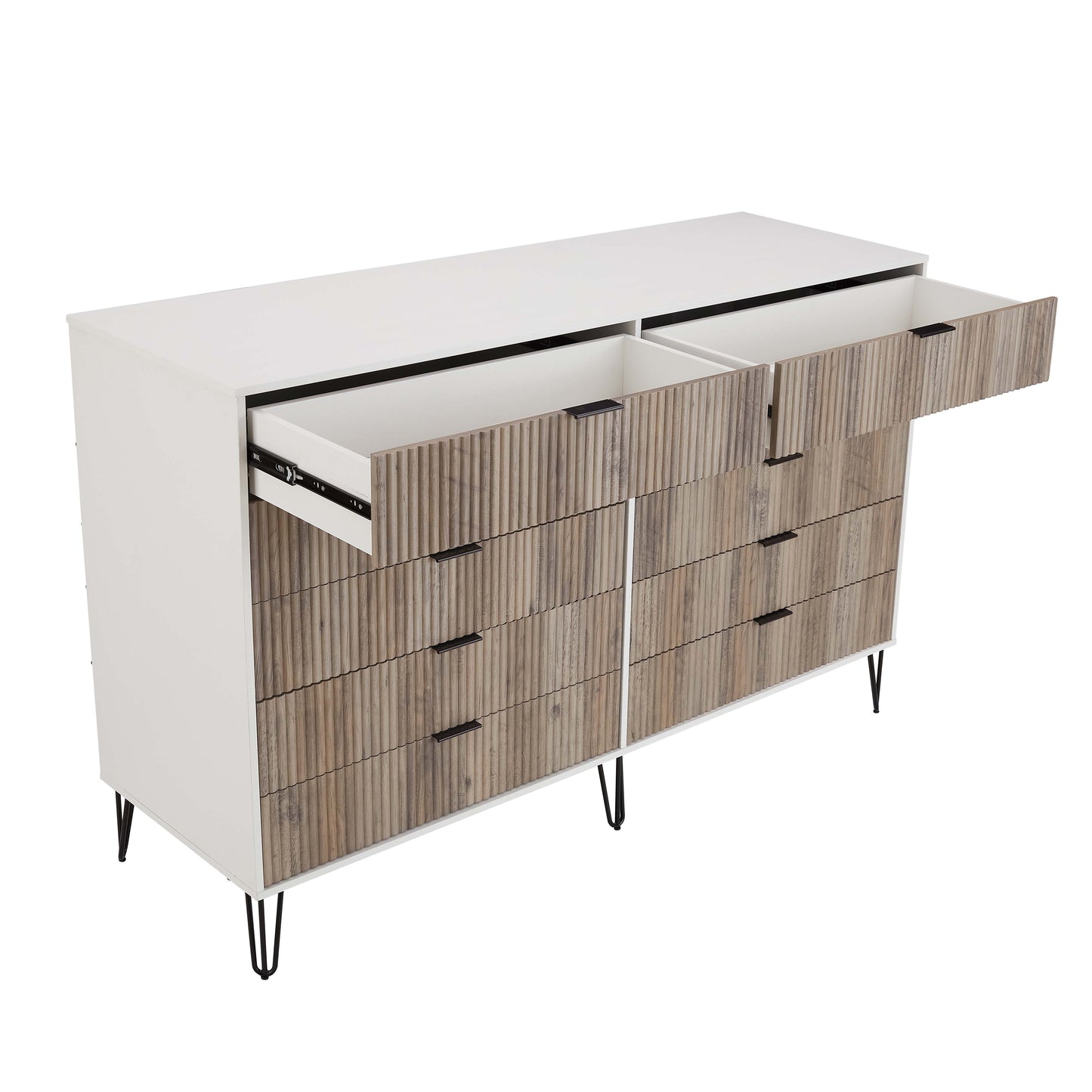 Manhattan Comfort DUMBO Modern 10-Drawer Double Tall Dresser in White and Grey DR004-WG