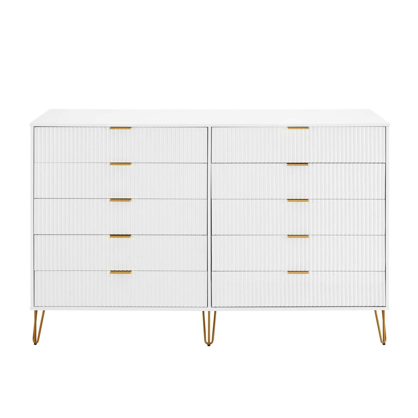 Manhattan Comfort DUMBO Modern 10-Drawer Double Tall Dresser in White DR004-WH