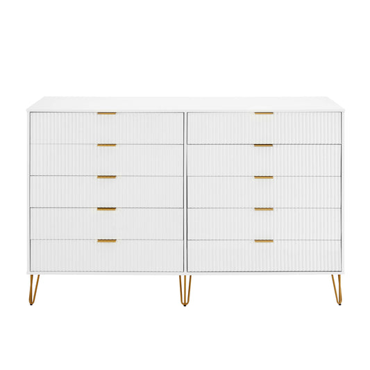 Manhattan Comfort DUMBO Modern 10-Drawer Double Tall Dresser in White DR004-WH