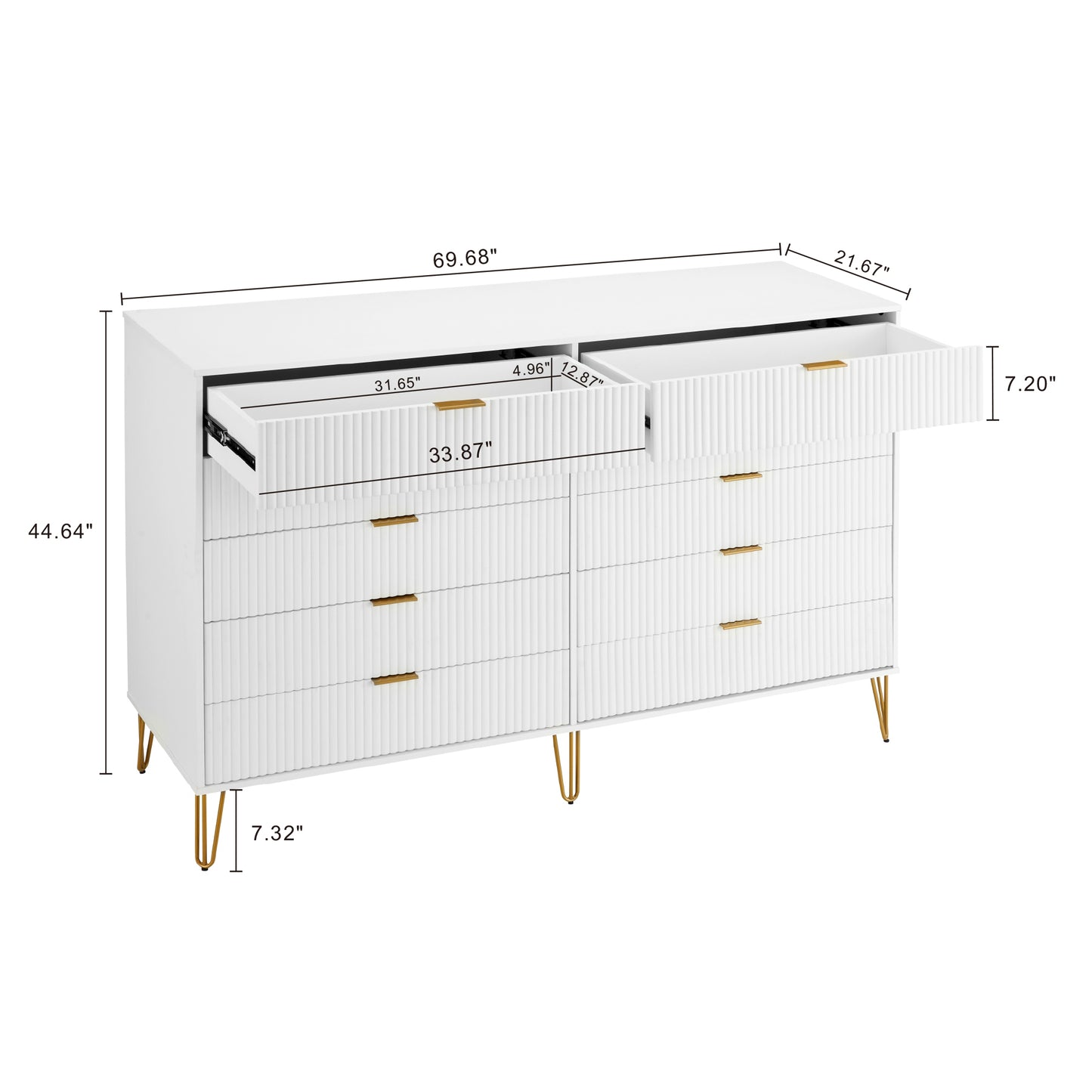 Manhattan Comfort DUMBO Modern 10-Drawer Double Tall Dresser in White DR004-WH