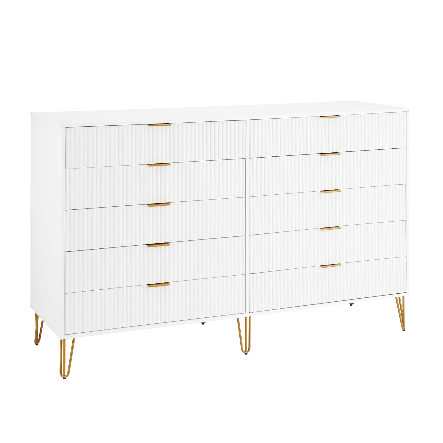 Manhattan Comfort DUMBO Modern 10-Drawer Double Tall Dresser in White DR004-WH