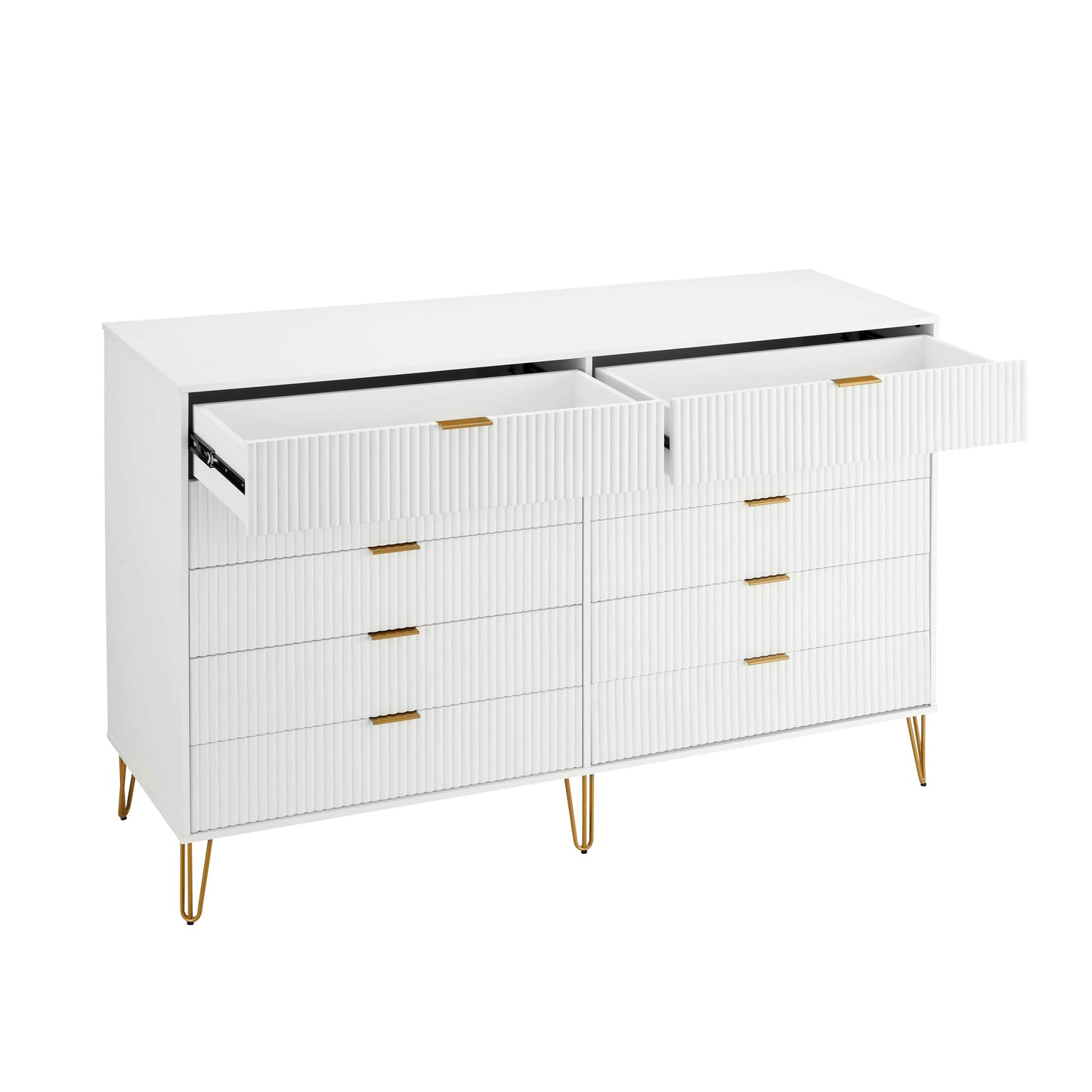 Manhattan Comfort DUMBO Modern 10-Drawer Double Tall Dresser in White DR004-WH