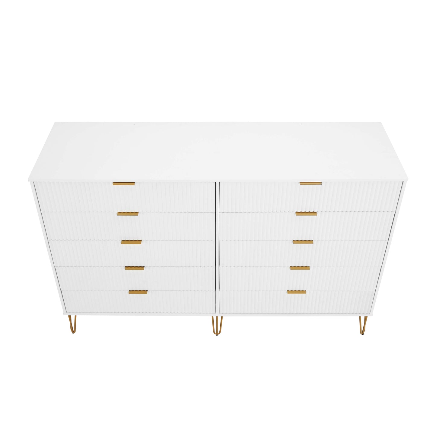 Manhattan Comfort DUMBO Modern 10-Drawer Double Tall Dresser in White DR004-WH