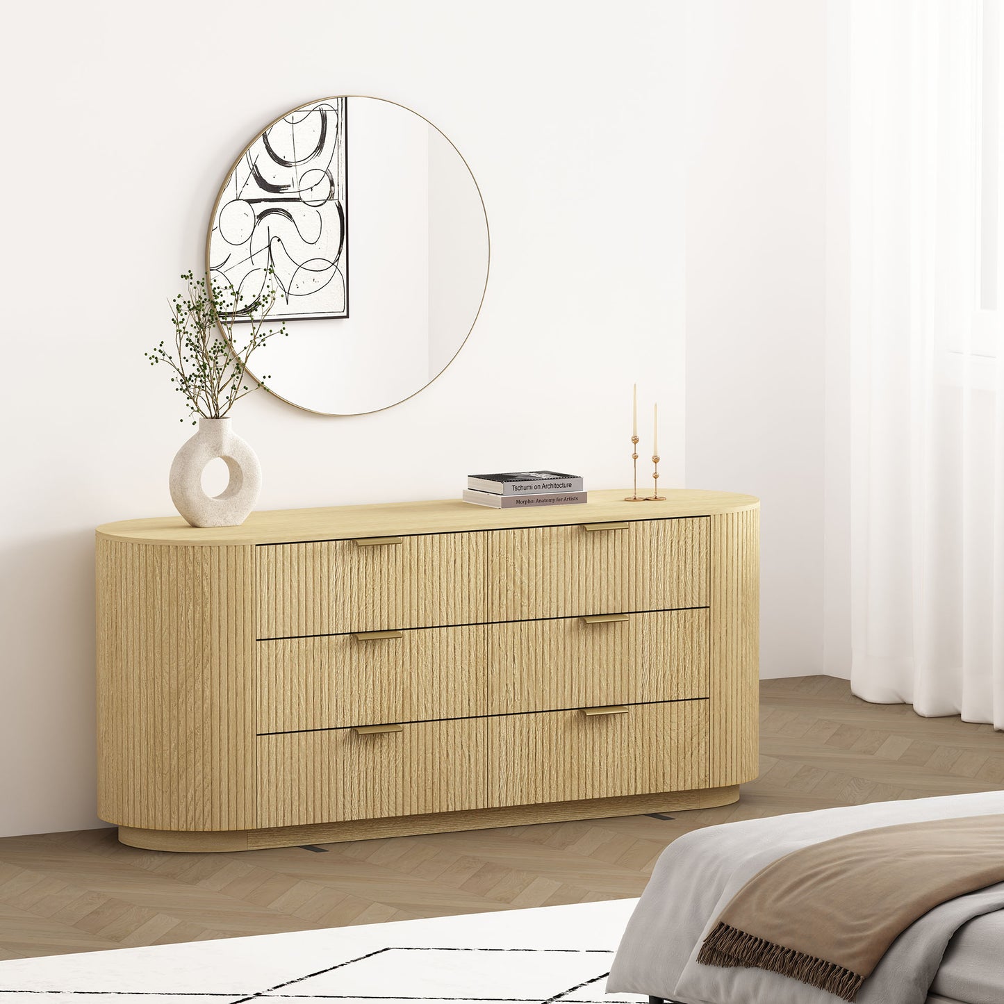 Olivia Modern 71" Dresser in Natural Oak (6-Drawer) DR010-GNO