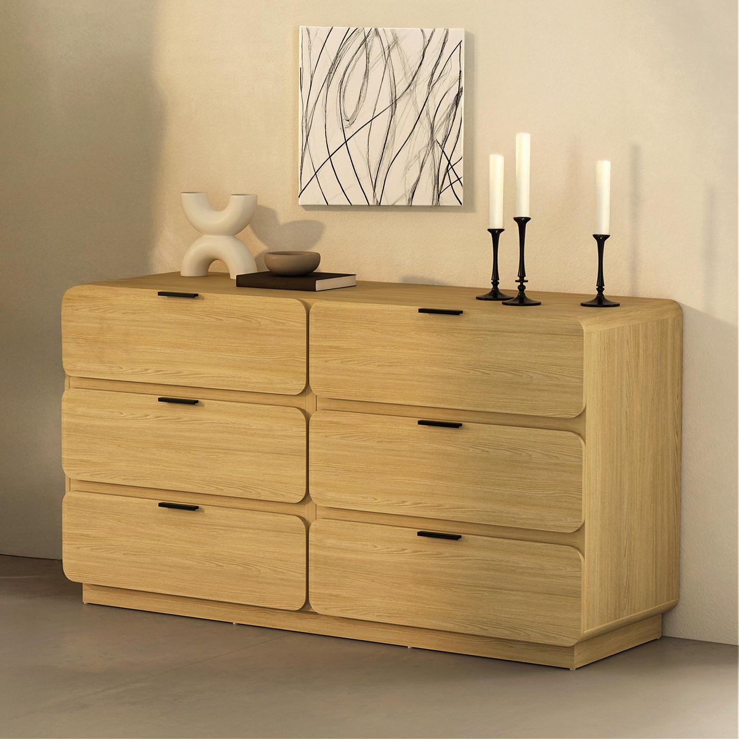 Chrystie Contemporary Modern 60" Dresser in Natural (6-Drawer) DR1606-1