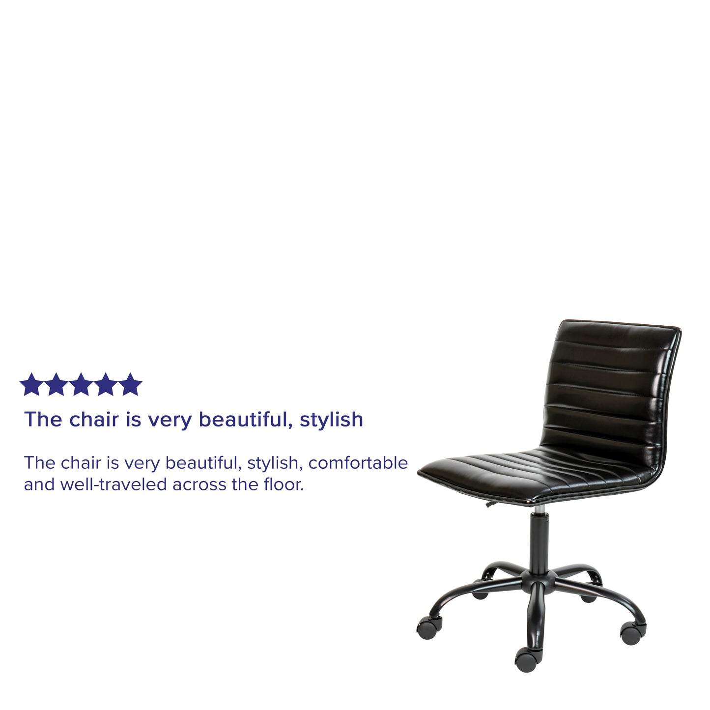 Alan Low Back Designer Armless Black Ribbed Swivel Task Office Chair with Black Frame and Base Black Vinyl/Black Frame