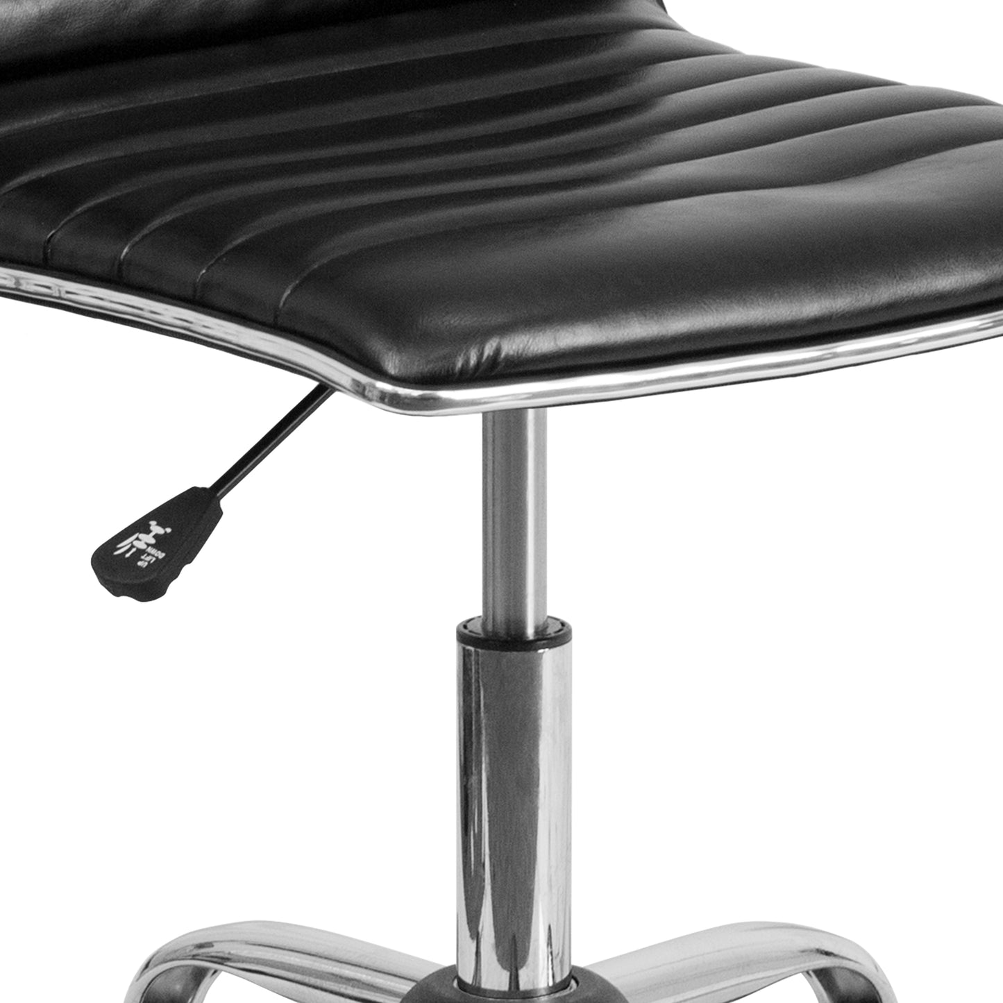 Alan Low Back Designer Armless Black Ribbed Swivel Task Office Chair Black Vinyl/Chrome Frame DS-512B-BK-GG
