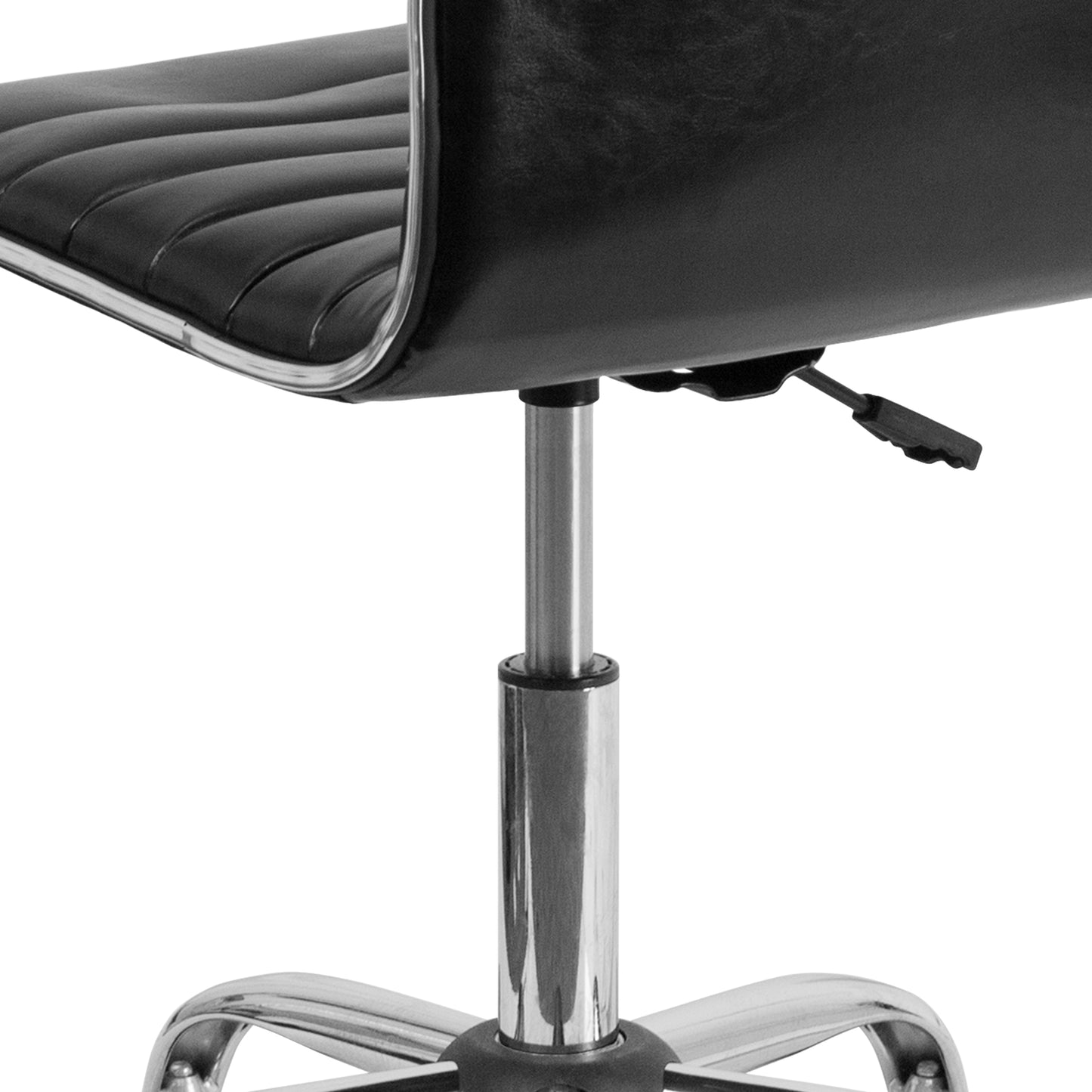 Alan Low Back Designer Armless Black Ribbed Swivel Task Office Chair Black Vinyl/Chrome Frame DS-512B-BK-GG