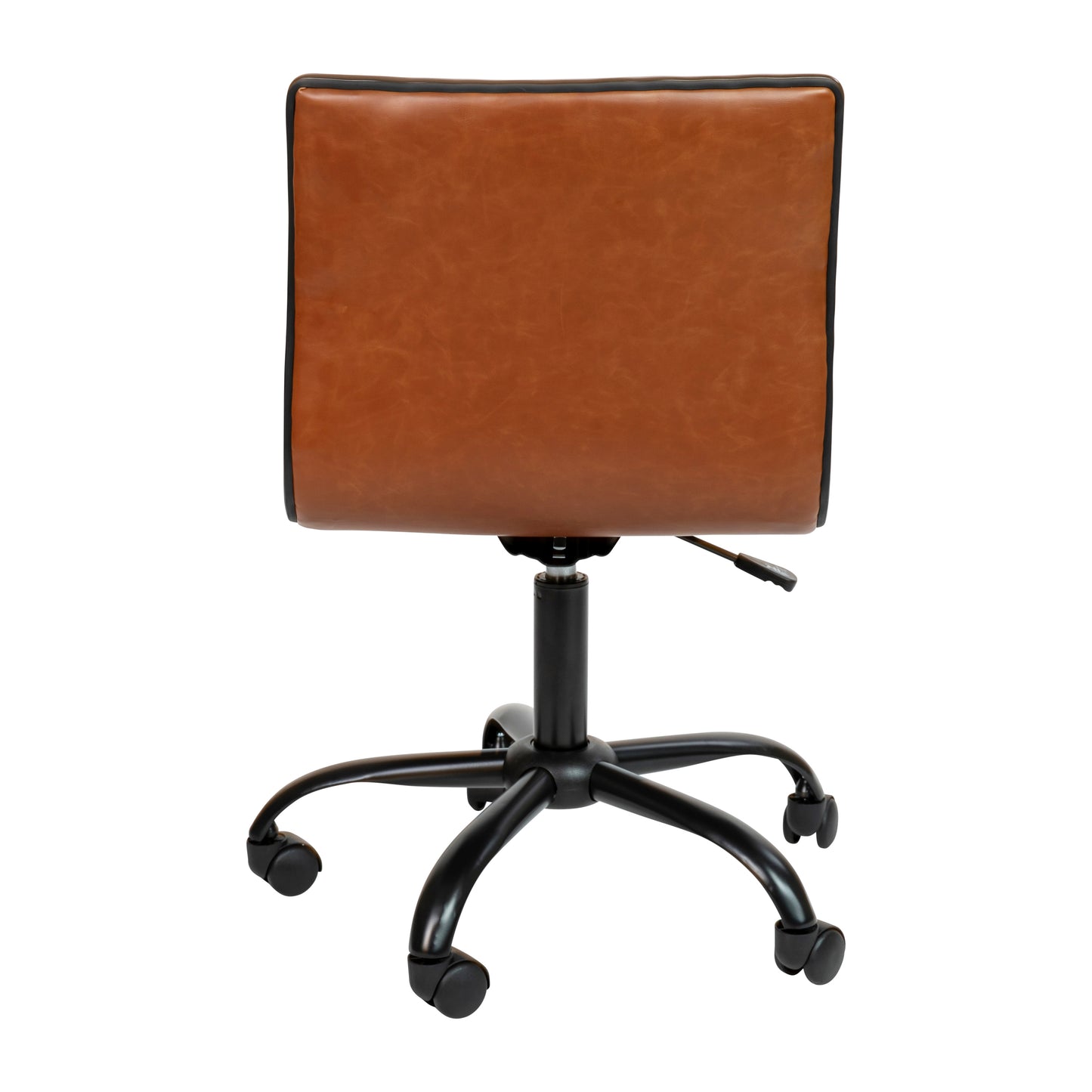 Alan Low Back Designer Armless Brown Ribbed Swivel Task Office Chair with Black Frame and Base Brown Vinyl/Black Frame