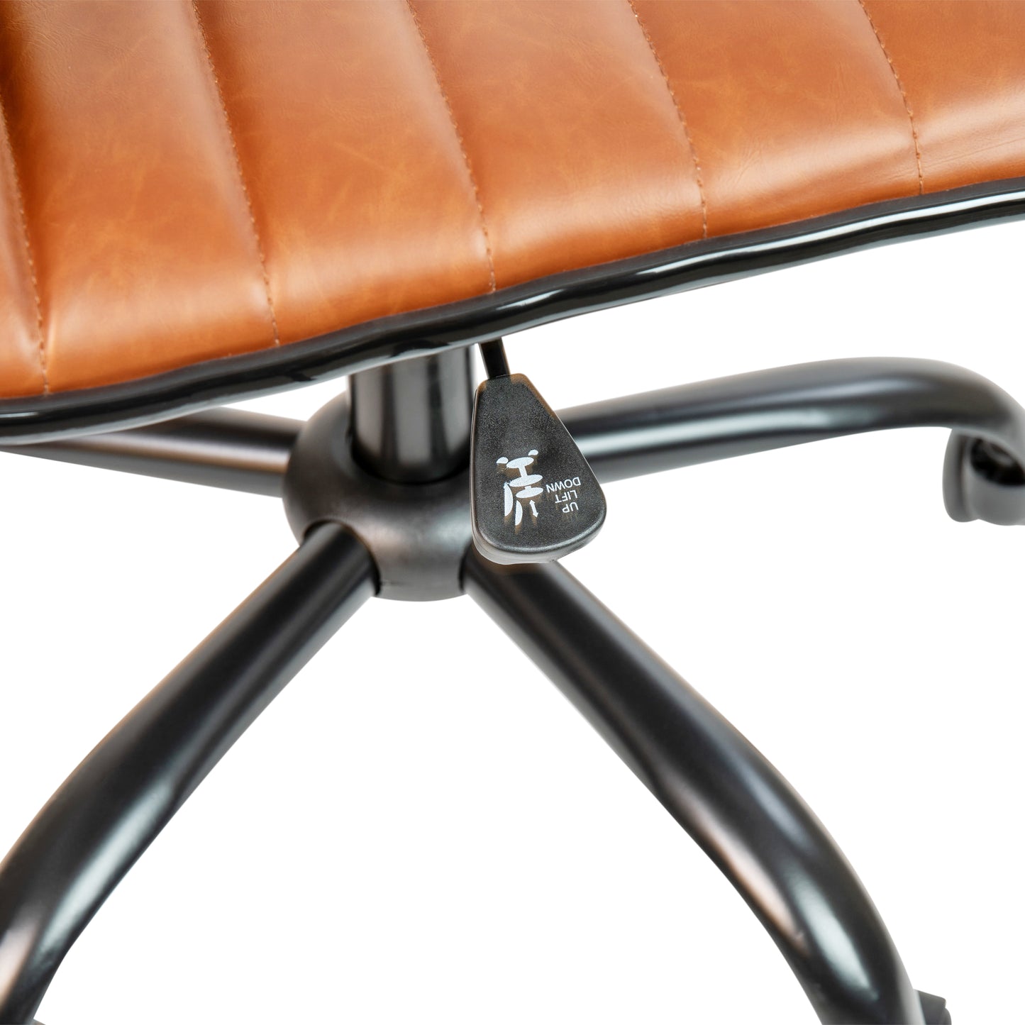 Alan Low Back Designer Armless Brown Ribbed Swivel Task Office Chair with Black Frame and Base Brown Vinyl/Black Frame