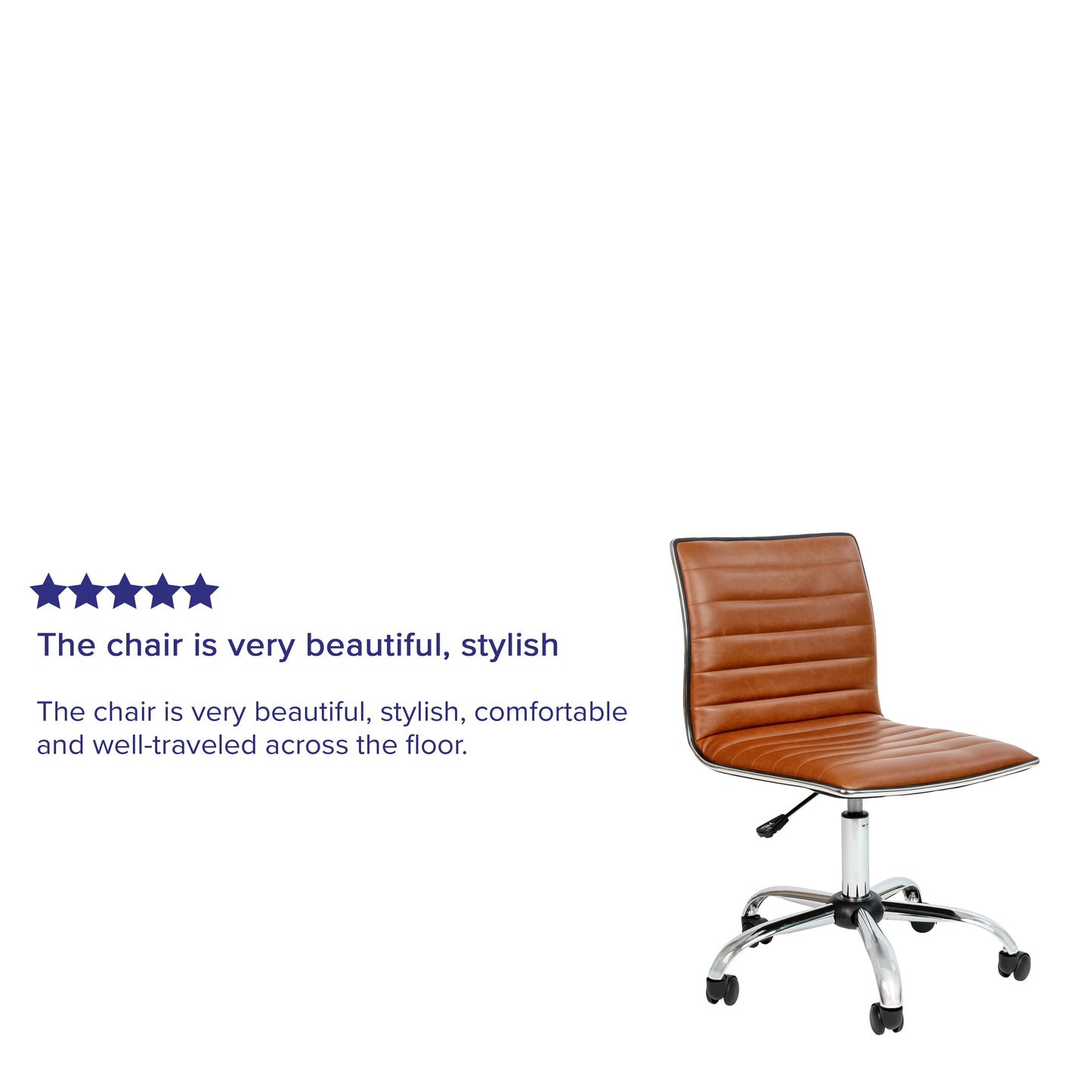 Alan Low Back Designer Armless Brown Ribbed Swivel Task Office Chair Brown Vinyl/Chrome Frame