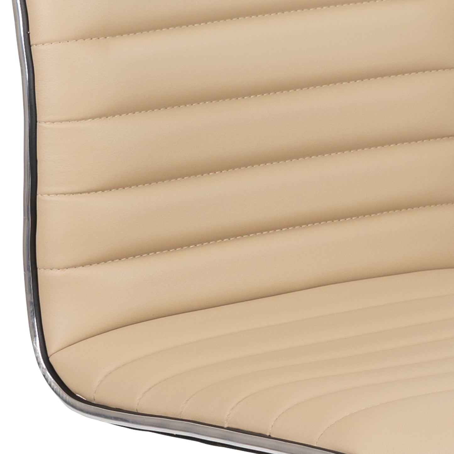 Alan Low Back Designer Armless Tan Ribbed Swivel Task Office Chair Tan Vinyl/Chrome Frame